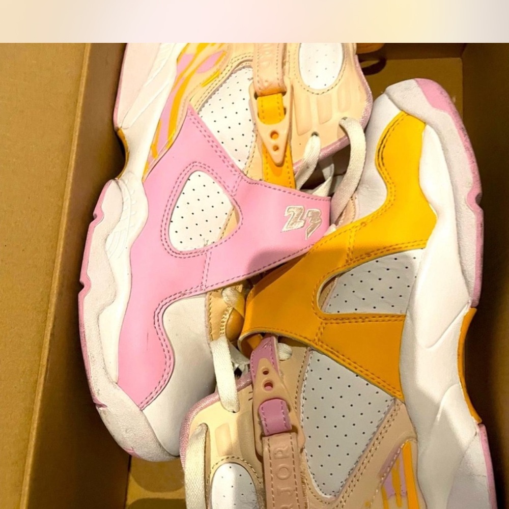Jordan Pink and Yellow Women's Sneakers